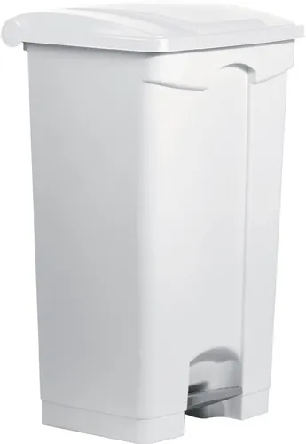 Helit Mülleimer H2402305, weiß, 90 Liter mit Fußpedal - Robuster Treteimer aus Kunststoff mit 90 L Volumen, ideal für Küche und Büro. Praktisches Fußpedal für hygienisches Öffnen und Schließen.
