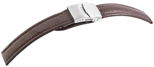 STEINMEISTER Uhrenarmband 8000544 Echtleder-Uhrenarmband, dunkelbraun, Faltschließe, 16 mm