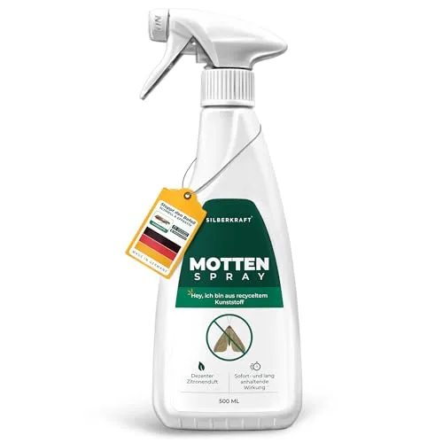Silberkraft Mottenspray 500 ml gegen Kleider- und Lebensmittelmotten, Mottenschutz für Kleiderschrank oder Vorratskammer, effektives Mittel gegen Motten