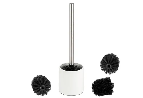 bremermann WC-Reinigungsbürste WC-Garnitur, WC-Bürste, Edelstahl weiß lackiert, Glaseinsatz