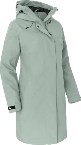 Bergson Regenjacke VERLA Damen Regenmantel, Normalgrößen, Moos 50 - Stylischer Damen-Regenmantel in Moosgrün, aus 100% Polyester, PFC-frei und mit SILVER PLUS Technologie für zusätzlichen Komfort. Ideal für wechselhaftes Wetter und jeden Tag.