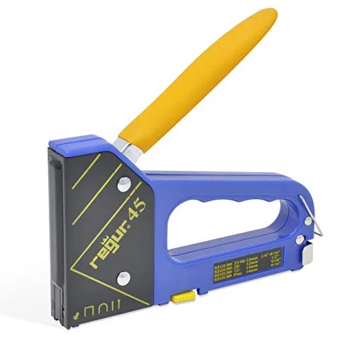 DR. GOLD Heftpistole Tacker R-45 Regur, blau/gelb - Tacker für präzises Heften, ideal für Bastel- und Reparaturarbeiten, verstellbare Hefttiefe für vielseitige Anwendungen.
