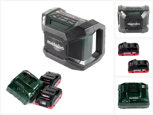 Metabo R 12-18 DAB+ BT Akku Baustellenradio mit 2x 4,0 Ah Akku - Robustes Akku-Baustellenradio mit DAB+ und Bluetooth für drahtloses Musikhören. Inklusive 2x LiHD Akkus und Ladegerät – ideal für den Einsatz auf der Baustelle.