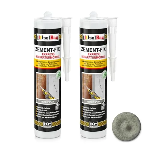 Isolbau Zement-Fix 2 x 300 ml - Express Reparaturmörtel für Fugen & Risse - Fugenabdichtungen für Innen- & Außenbereich, exzellente Haftung und überstreichbar, ideal für schnelle Reparaturen von Rissen und Hohlräumen.