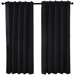 Gardinenbox Vorhang Schwarz, 140x175 cm, Oeko-Tex® Standard 100 - Funktionaler Verdunkelungsvorhang in Schwarz, ideal für Schlafzimmer und Medienräume. Bietet 100% Lichtschutz und sorgt für eine gemütliche Atmosphäre. Mit flexibler Multiband-Aufhängung für einfache Montage.