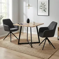 Homestyle4u Esstisch 80x80 cm Eiche Metall Schwarz