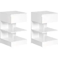 SoBuy 2er Set Nachttisch mit Schublade und Ablagen in Weiß - Praktisches 2er Set Nachttische mit 1 Schublade und 2 offenen Ablagen – ideal für Bücher und Deko. Robuste Verarbeitung, kompakte Maße für jeden Raum, schützt den Boden und bietet stabilen Stauraum.
