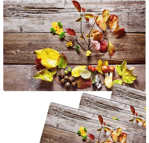 matches21 HOME & HOBBY Platzset Abwaschbare Tischsets 4er Set buntes Herbst-Laub Blätter, (4-St), Platzsets als Tisch-Untersetzer und Tisch-Deko für Esstisch Teller