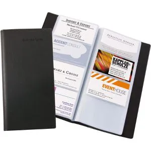Sigel Visitenkartenmappe VZ172, schwarz, A5, aus Kunststoff in Lederoptik, für 192 Karten
