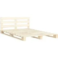 vidaXL Kiefernholz Massiv Palettenbett 200x200cm - Robustes Massivholzbett aus Kiefernholz, ideal für stilvolle Schlafzimmer. Starke Lamellen sorgen für optimalen Komfort und Unterstützung.