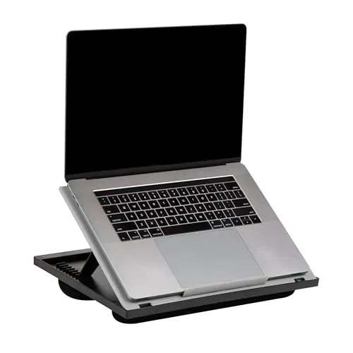 Mind Reader Laptop-Ständer, Betttablett, zusammenklappbar, Kissen, tragbar, Wohnheim, Kunststoff, 37,5 cm L x 27,9 cm B x 18,5 cm H, Grau
