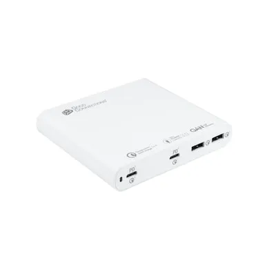 GC USB-Desktop-Schnellladestation 120W - GaN-Technologie für schnelles Laden - Tablets Power & Connect - 120W Universal-Netzteil mit zwei USB-C und zwei USB-A Anschlüssen für effizientes Aufladen von Smartphones, Tablets und Notebooks.
