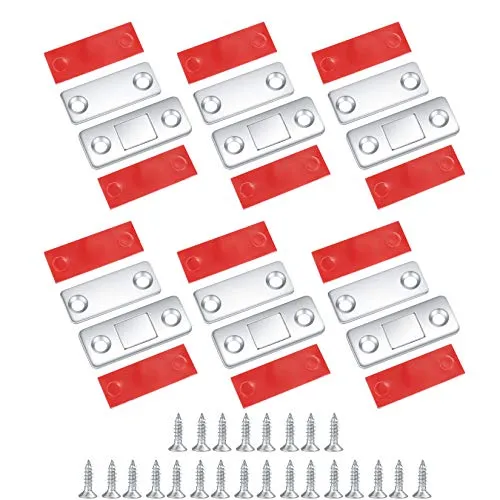 Stück Ultradünne Türmagnete, Magnetverschluss, magnetische Türverschlüsse für Schränke, Edelstahl Schrankverschlüsse für Schiebetüren, Küche, Fenster, Schrank - Silber 6