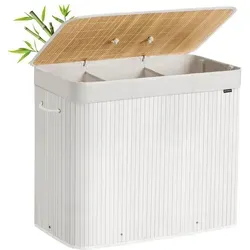 SONGMICS Wäschekorb mit Deckel, 3 Fächer, 170 Liter