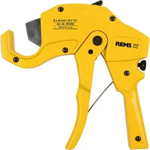 Rems Rohrschneider ROS P 42 - Ø bis 42 mm für Kunststoff- und Verbundrohre - Schneidwerkzeuge, ideal für spanloses Trennen von Rohren mit einem rechtwinkligen, gratfreien Schnitt dank präziser Rohrauflage und beidseitig geführter Klinge.