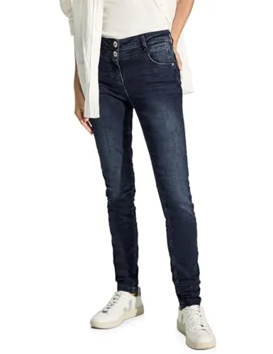 Cecil Damen B377695 Jeans Slim Fit, Blue Black Used Wash - Stylische Jeans im High Waist Design mit Skinny Legs, perfekt für einen modernen Look. Der Materialmix mit Stretch sorgt für optimalen Tragekomfort.