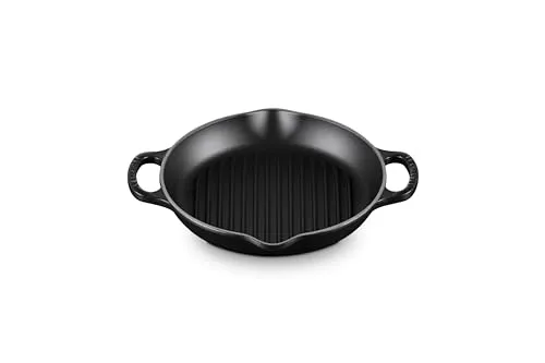 Le Creuset Signature Hohe runde Grillpfanne 25 cm in schwarz von Le Creuset