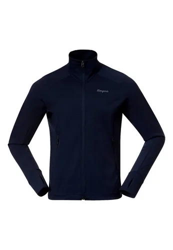 Bergans Fleecejacke Dunkelblau Größe S für Herren - Funktionsjacken für Herren, wärmeisolierend und schnelltrocknend, ideal für Outdoor-Aktivitäten, mit Stehkragen und Daumenlöchern für zusätzlichen Komfort.