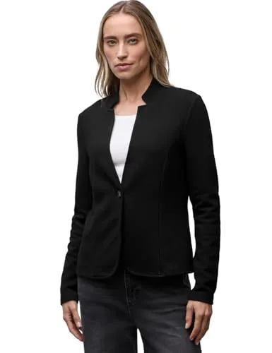 Street One Damen Jacquard Blazer 2117028, Schwarz, Größe 36 - Eleganter Damenblazer mit Reverskragen und langem Arm, perfekt für schicke Anlässe oder das Büro. Bequeme Passform und stilvolles Design.