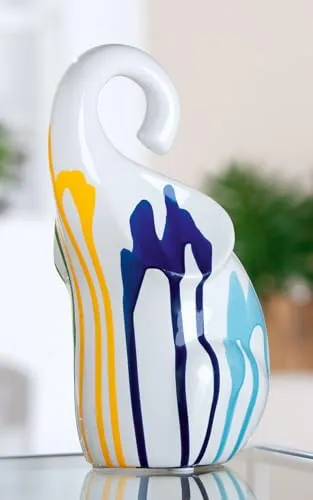 GILDE Keramikfigur Elefant, glasiert, weiß, 26 cm hoch, 14 cm breit, 13 cm tief