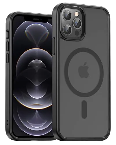 UNBREAKcable für iPhone 12 Pro Max Hülle für MagSafe, Vollständiger Kameraschutz, Eingebauter Magnetring, Stoßfest Kratzfest Transluzente Matt Handyhülle für iPhone 12 Pro Max Case 6,7 Zoll, Schwarz