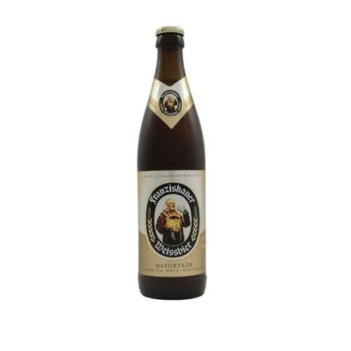 Franziskaner Weissbier naturtrüb 0,5l - Erfrischender Genuss - Bier mit 5,0% vol, naturtrüb für einen vollmundigen Geschmack, ideal für gesellige Abende.
