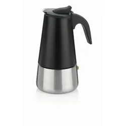Kela Espressokocher Ferrara, Schwarz, Metall - Kaffeebereiter aus hochwertigem Metall, 19.5 cm groß, für perfekten Espresso und aromatischen Kaffee zu Hause.