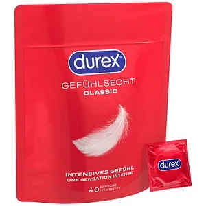 Durex Gefühlsecht classic Kondome - Dünne Kondome für intensives Gefühl, 56 mm reguläre Passform, dermatologisch getestet und mit angenehmem Geruch