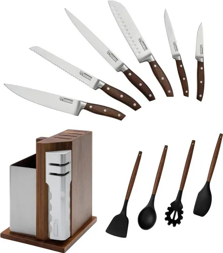 Carl Schmidt Sohn Messerblock Soltau 12tlg - Komplettset für die moderne Küche - Küchenmesser Set mit 12 Teilen, inklusive 6 hochwertigen Messern und ergonomischen Griffen, ideal für alle Kochanforderungen.