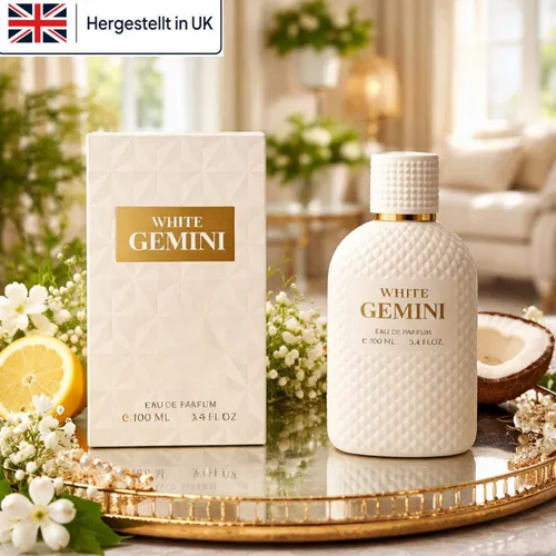 Eau de Parfum White Gemini für Damen 100 ml - Elegantes Eau de Parfum mit langanhaltendem Duft. Erleben Sie die harmonische Kombination aus Bergamotte, Jasmin und Sandelholz für einen unvergesslichen Auftritt.