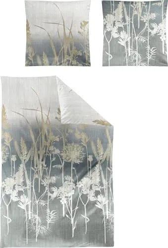 Irisette Mako-Satin Bettwäsche Wave 8568 petrol 1 Bettbezug 155 x 220 cm + 1 Kissenbezug 80 x 80 cm