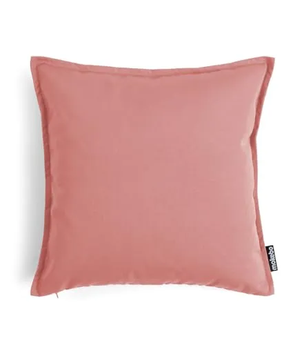 mokebo® Outdoor Kissen 'Die Auszeit' 2er-Set, (45x45cm) Terrassendeko, Sofakissen oder Kissen für Balkon, Terasse oder Garten, Dekokissen Bezug aus feinem Outdoorstoff in Koralle