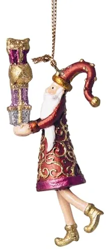 Kleiner Gabenträger Wichtel Weihnachtsmann mit Geschenken mini Weihnachten Deko Hänger Christbaumschmuck 8cm (rot-Gold mit kurzem Gewand und Geschenken)