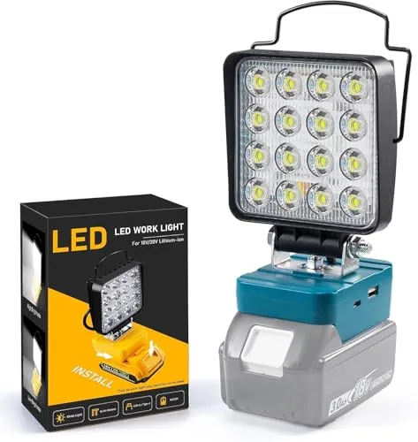 Sentoo Akku Lampe für Makita 18V,48W 4800LM kabellose LED Arbeitsleuchte | 2 Helligkeitsmodi,tragbarer Baustrahler,Mit USB-und USB-C-Anschluss,Ideal bei Wartungsarbeiten und Camping