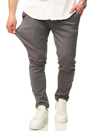 behype. Herren Chinohose mit Super Stretch – Slim-Fit Performance Pants in Dunkelgrau