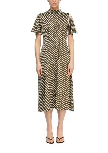 comma Regular Fit Midikleid aus Viskose in Khaki, Größe 44