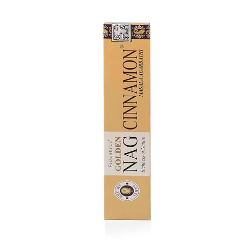 NKlaus Golden Nag Cinnamon Räucherstäbchen 15g – Handgerolltes Masala Räucherwerk mit würzigem Zimtduft – Ideal für Meditation, Wärme und Raumklima