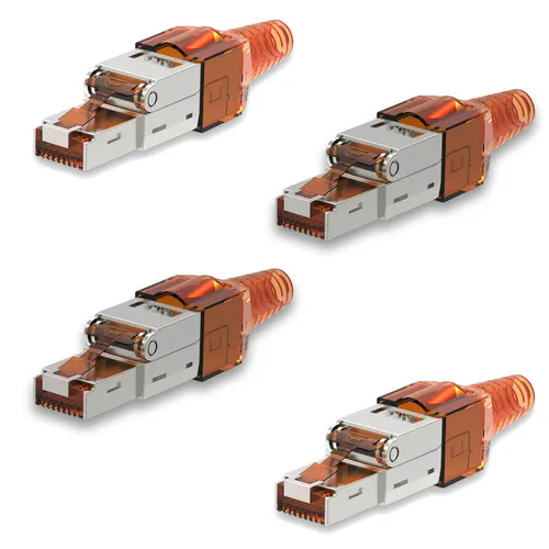 Netzwerkstecker CAT7 RJ45 4 Netzwerk Stecker geschirmt Werkzeuglos Zugentlastung
