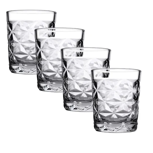 Trinkgläser 4er Set Niedrig 305 ml Transparent Wassergläser Geometrisches Muster