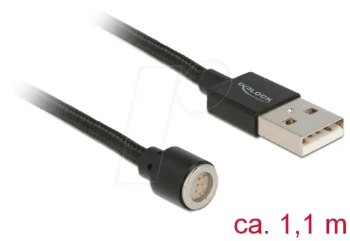 DELOCK 85724 - USB Daten- und Ladekabel magnetisch schwarz 1,10 m