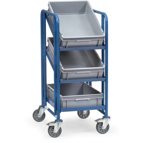 Fetra Eurokastenwagen 2382 - Eurokastenwagen mit 3 Etagen, 250 kg Tragkraft und neigbaren Böden für optimale Anpassung. Ideal für Lager und Werkstätten. Made in Germany, 10 Jahre Garantie!