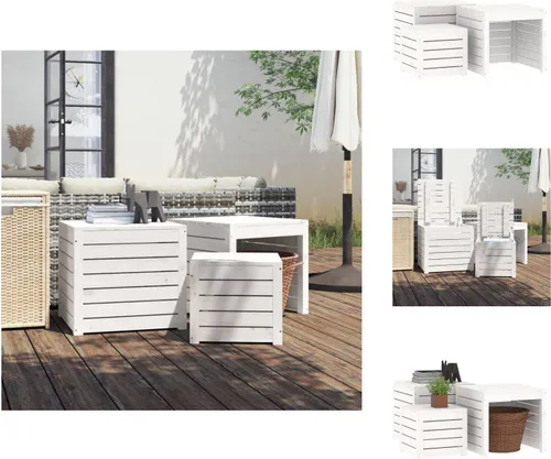 Living 3-tlg. Gartenbox-Set aus Kiefernholz in Weiß