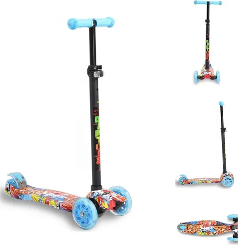 Byox Kinderroller Scooter Rapture aus Aluminium mit Leuchträdern - Stabiler Kinderroller für 3- bis 8-Jährige bis 40 kg. Mit rutschfesten Griffen, verstellbarem Lenker und leuchtenden PU-Rädern für extra Fahrspaß.
