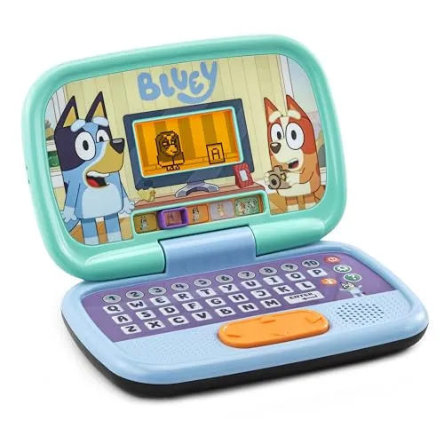VTech Bluey Game Time Laptop, interaktiver Lern-Laptop mit Vorschulinhalten, offizielles Bluey-Charakterspielzeug für Kinder, Buchstaben, Zahlen, Musik, Geschenk für Kinder 3, 4, 5, 6 Jahre, englische