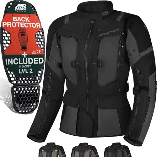 SHIMA Motorradjacke Hero 2.0 - Wasserdichte Damen Textiljacke in Schwarz XS - Motorradjacke für Damen, wasserdicht und atmungsaktiv, ideal für sicheres Fahren bei jedem Wetter.