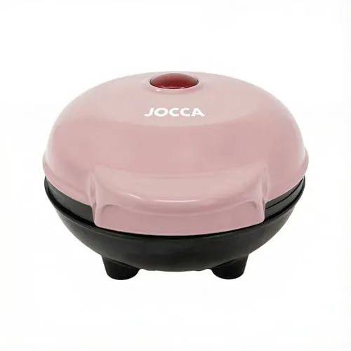Jocca Waffeleisen Rosa | 500W | Antihaftbeschichtete Platten | 12 cm Durchmesser | Kompaktes Design