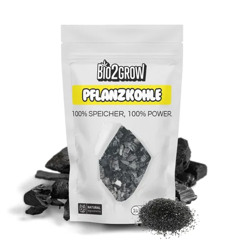 Bio2Grow Pflanzkohle Grow 1 Liter – Bodenverbesserer für Humusaufbau, Nährstoffspeicherung und Substratmischungen