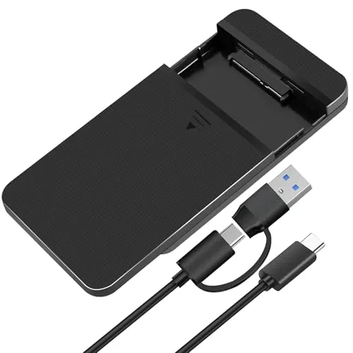 YIIFELL Festplattengehäuse SSD Gehäuse 2,5 Zoll Gehäuse USB C 3.2 Gen 2 / USB Typ-A auf SATA III bis zu 10 Gbps Externes Gehäuse für SSD und HDD in Höhe 9.5mm/7mm Werkzeugfreie Montage