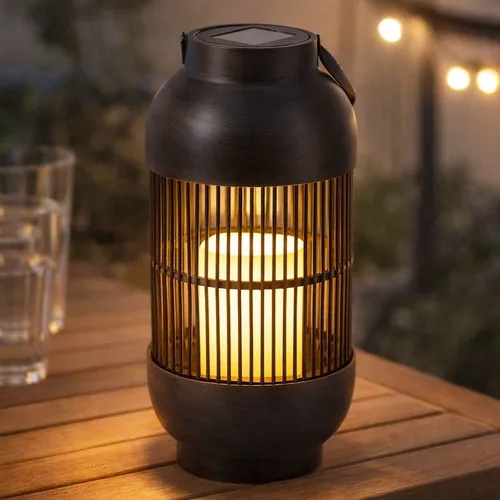 Tischleuchte Solarlampe Außenlampe LED Laterne Terrassenleuchte Kerze warmweiß