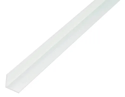 Alberts Winkelverbinder aus PVC-U - Robustes gleichschenkliges Winkelprofil, ideal für Heimwerker und Handwerker. Vielseitig einsetzbar, besonders als Kantenschutz. Maße: 1000 mm x 20 mm x 20 mm.